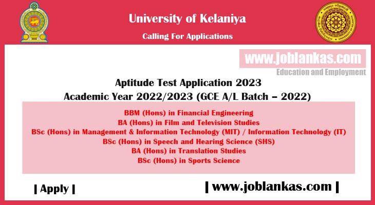 University Of Kelaniya Aptitude Test Application 2023