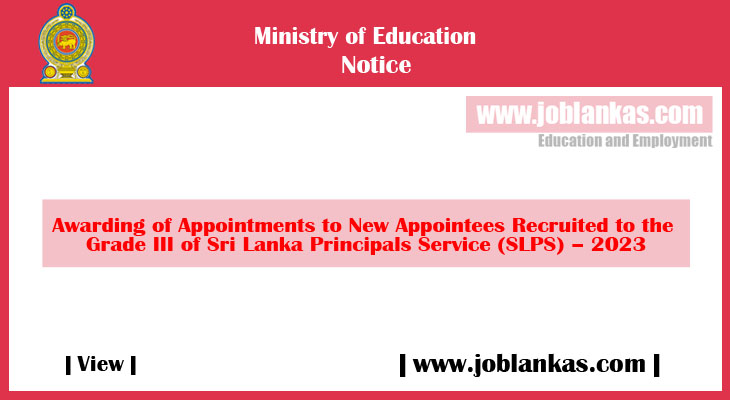 Sri Lanka Principals’ Service (SLPS) Awarding Appointments 2023 (Date ...